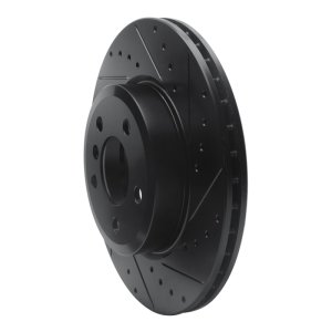 BMW X3 Brake Rotor (1) - Front Right - R1 Concepts - Drilled & Slotted - Black - `04-`10